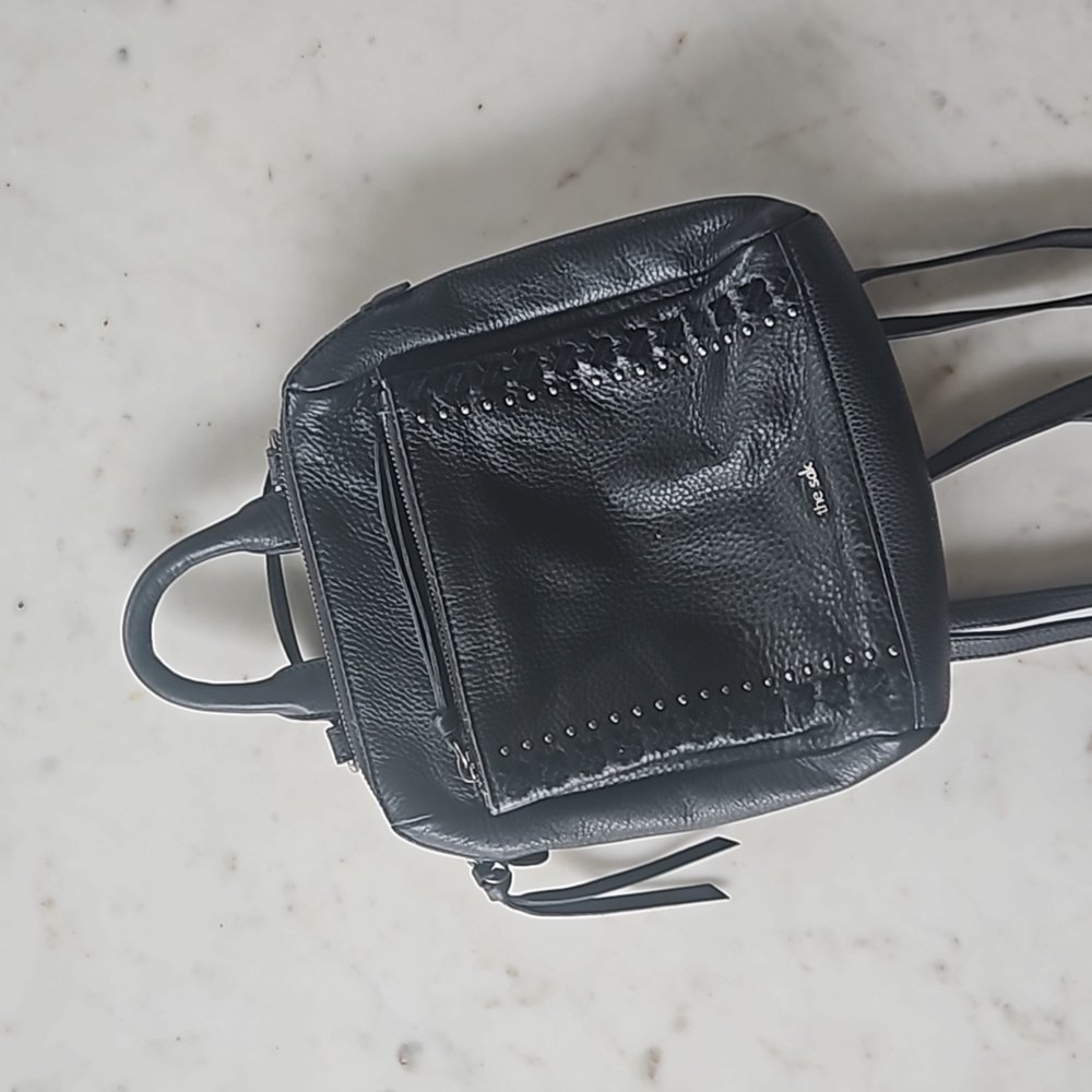 The Sak Black Pebbled Leather Loyola Mini Backpack